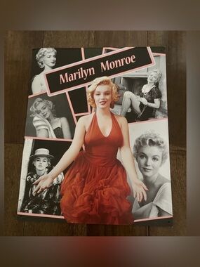 Vintage Marilyn Monroe metal Poster with Red Dress and Pink Accents
